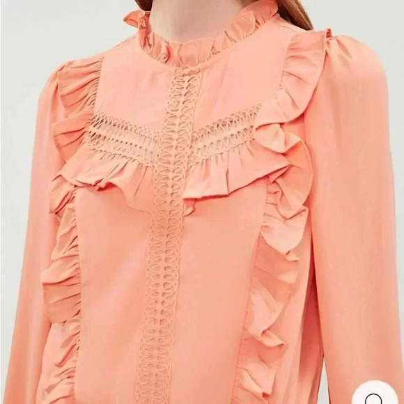 NWOT Happy X Nature Kate Hudson Lark Peachy Pink Long Sleeve Flowy Blouse SIZE M - Picture 4 of 11